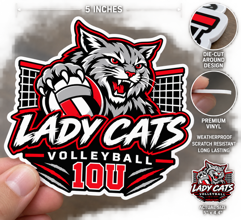 LADY CATS VOLLEYBALL 5 inch sticker