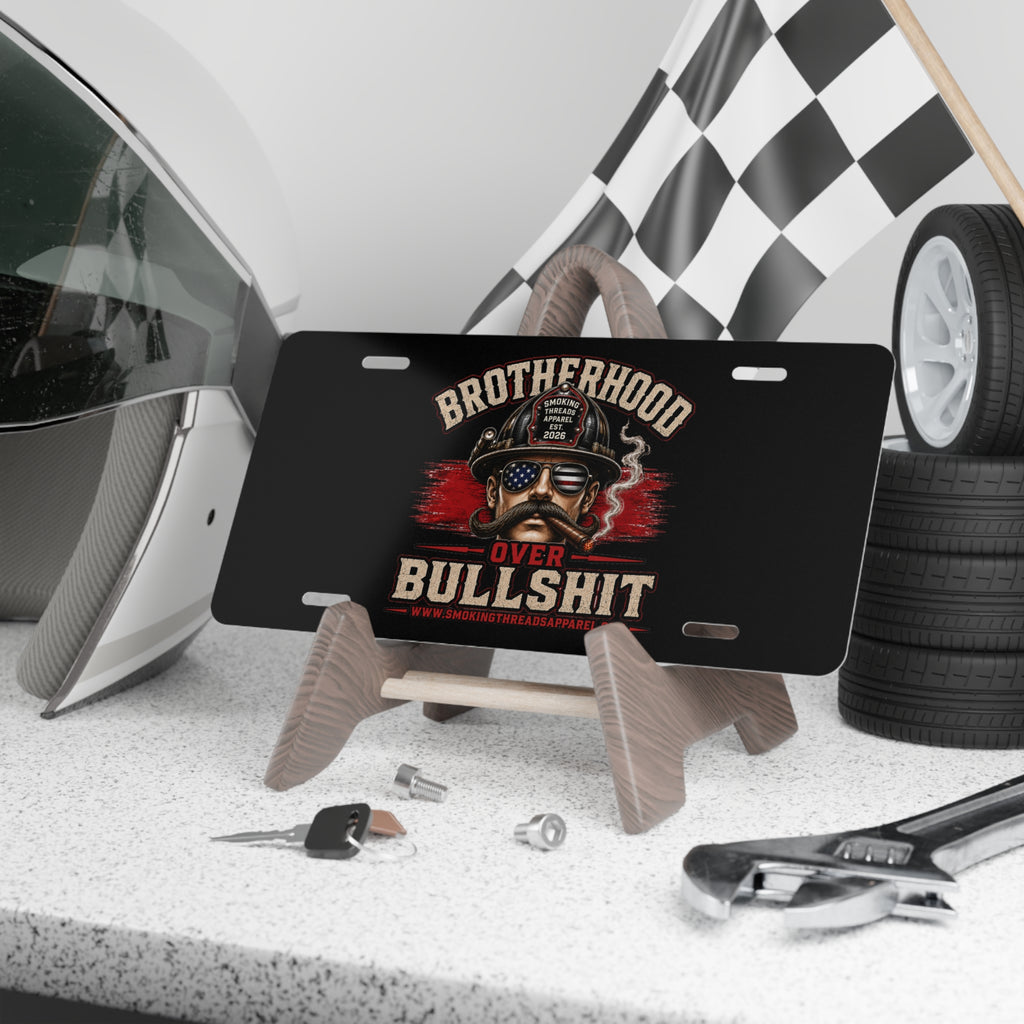 Vanity Plate - Brotherhood Over Bullshit Firefighter License Plate