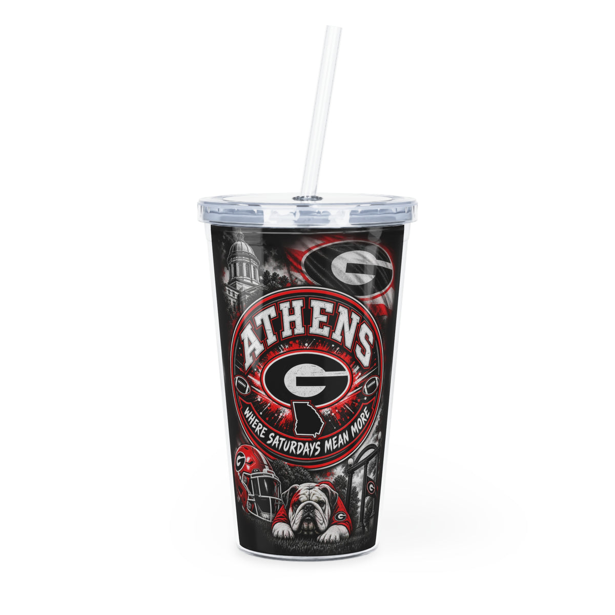 Athens Bulldogs Georgia Game Day Tumbler with Straw
