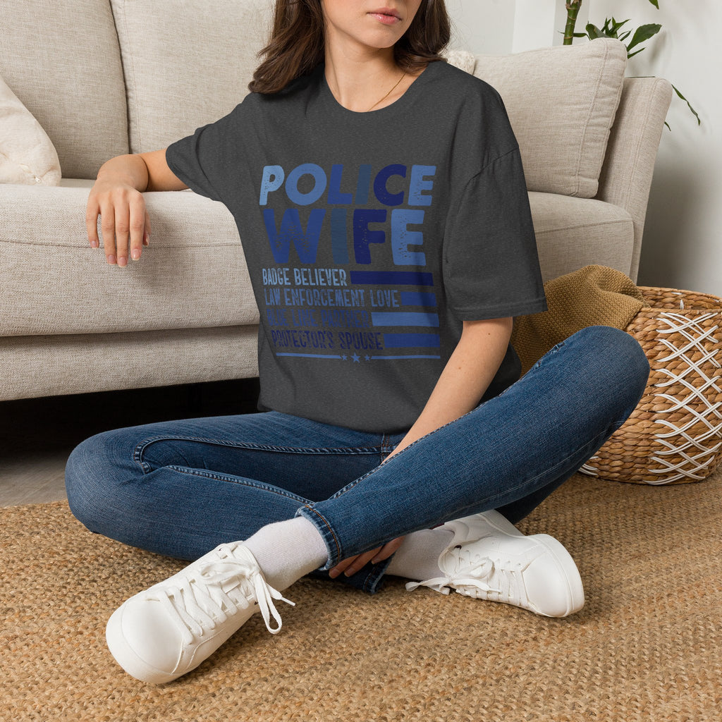 Police Wife T-Shirt — Supportive Thin Blue Line Tee for Law Enforcement Spouses