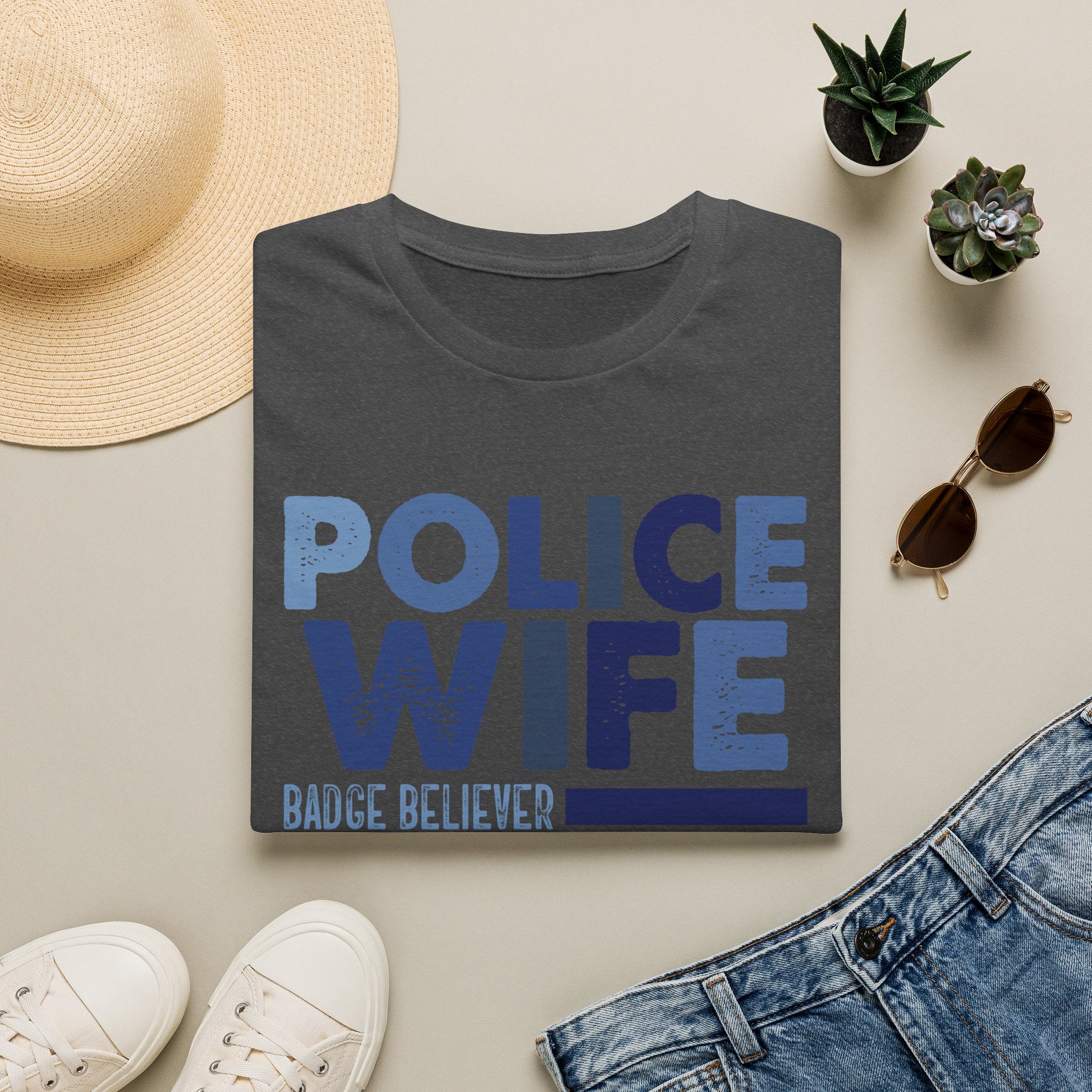 Police Wife T-Shirt — Supportive Thin Blue Line Tee for Law Enforcement Spouses