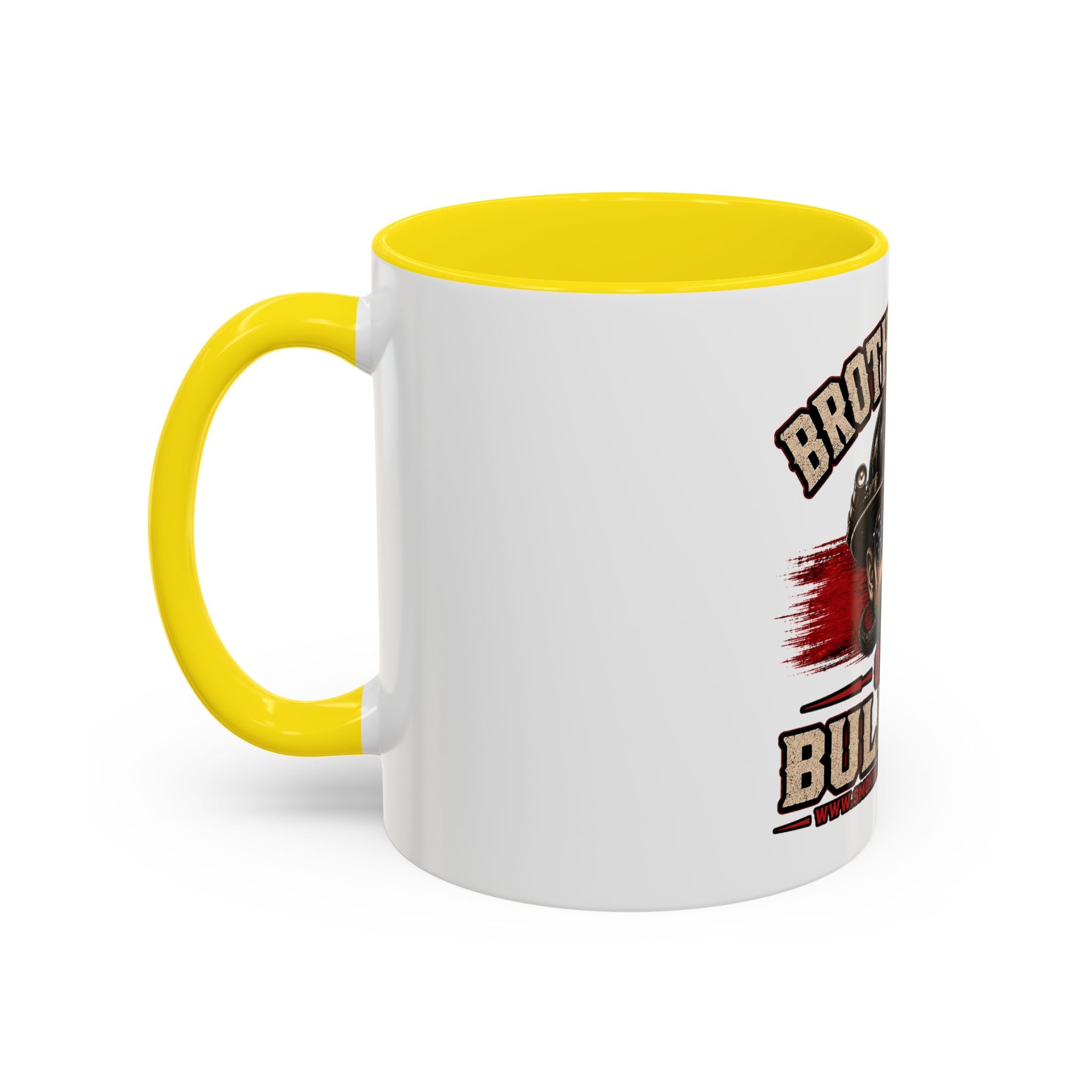 Brotherhood Over Bullshit Coffee Mug — Patriotic Firefighter Helmet Design