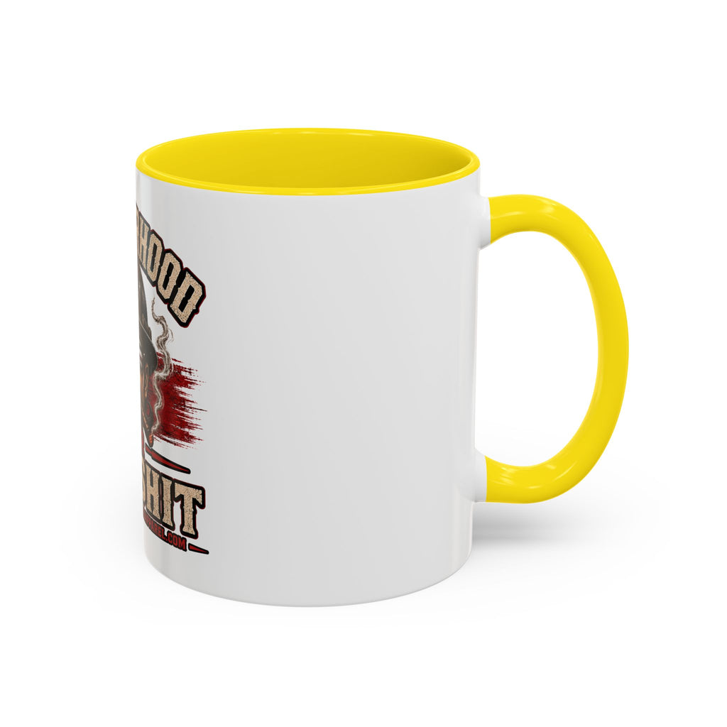 Brotherhood Over Bullshit Coffee Mug — Patriotic Firefighter Helmet Design