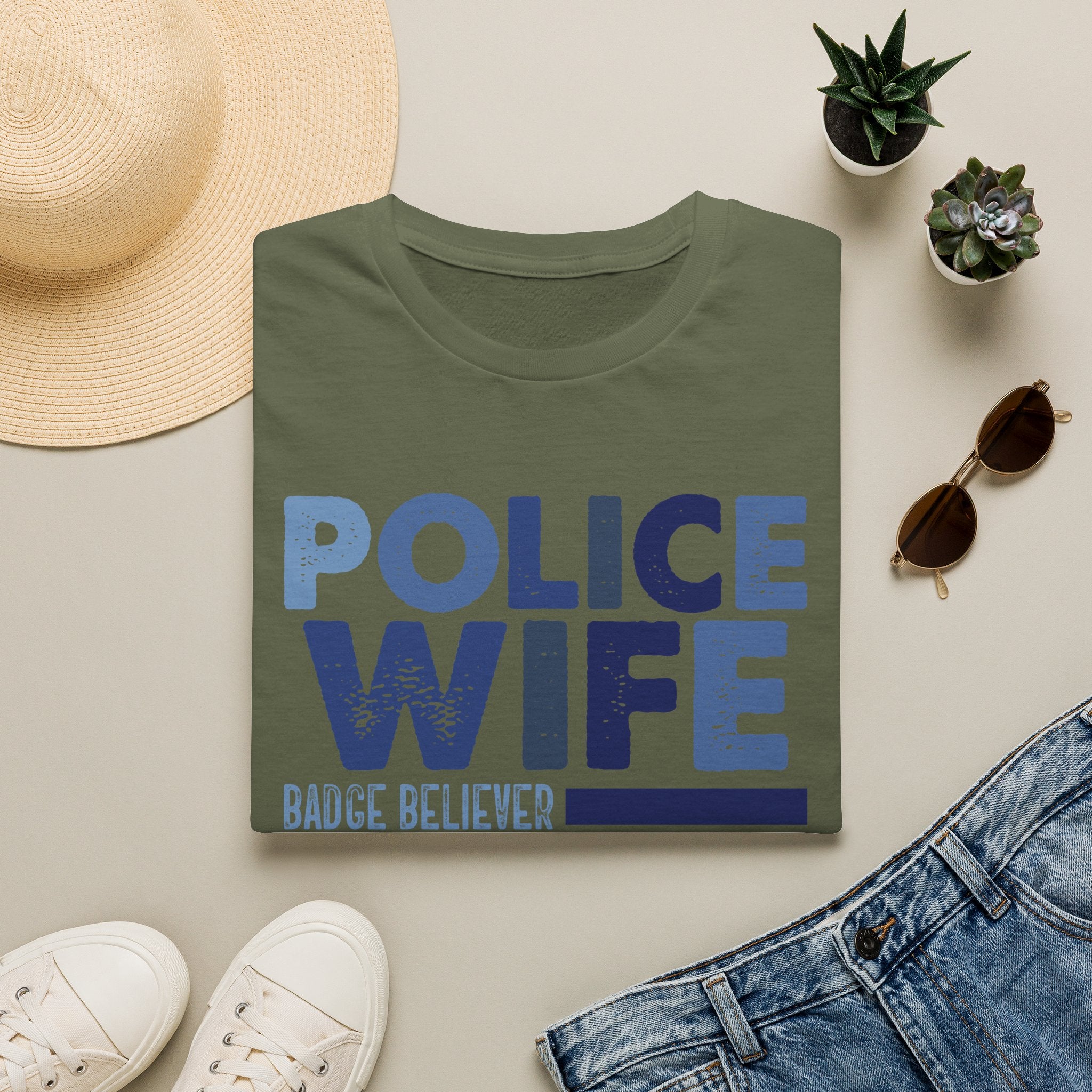 Police Wife T-Shirt — Supportive Thin Blue Line Tee for Law Enforcement Spouses