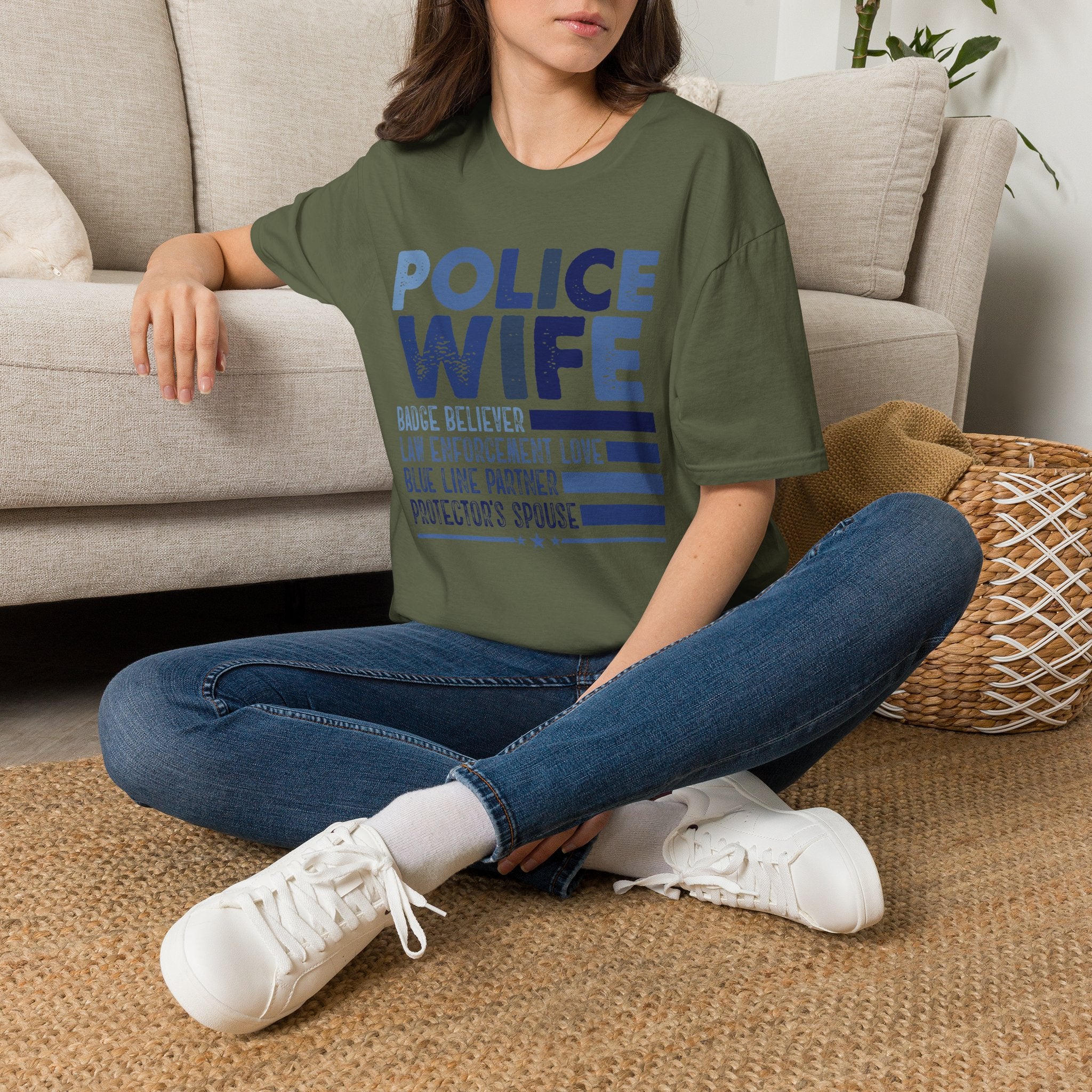 Police Wife T-Shirt — Supportive Thin Blue Line Tee for Law Enforcement Spouses