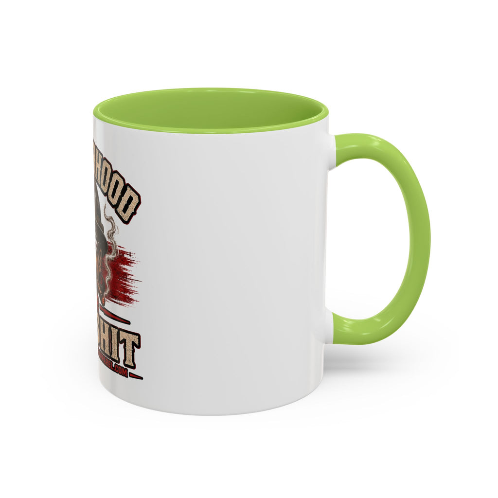 Brotherhood Over Bullshit Coffee Mug — Patriotic Firefighter Helmet Design
