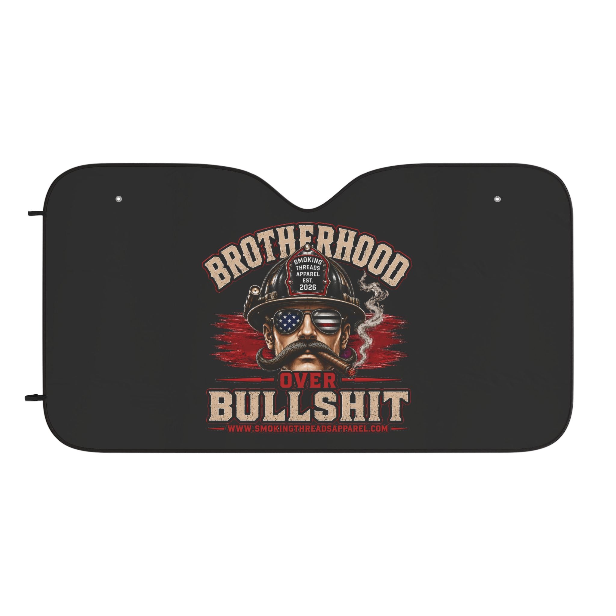 Car Sun Shade — "Brotherhood Over Bullshit" Firefighter Helmet Graphic