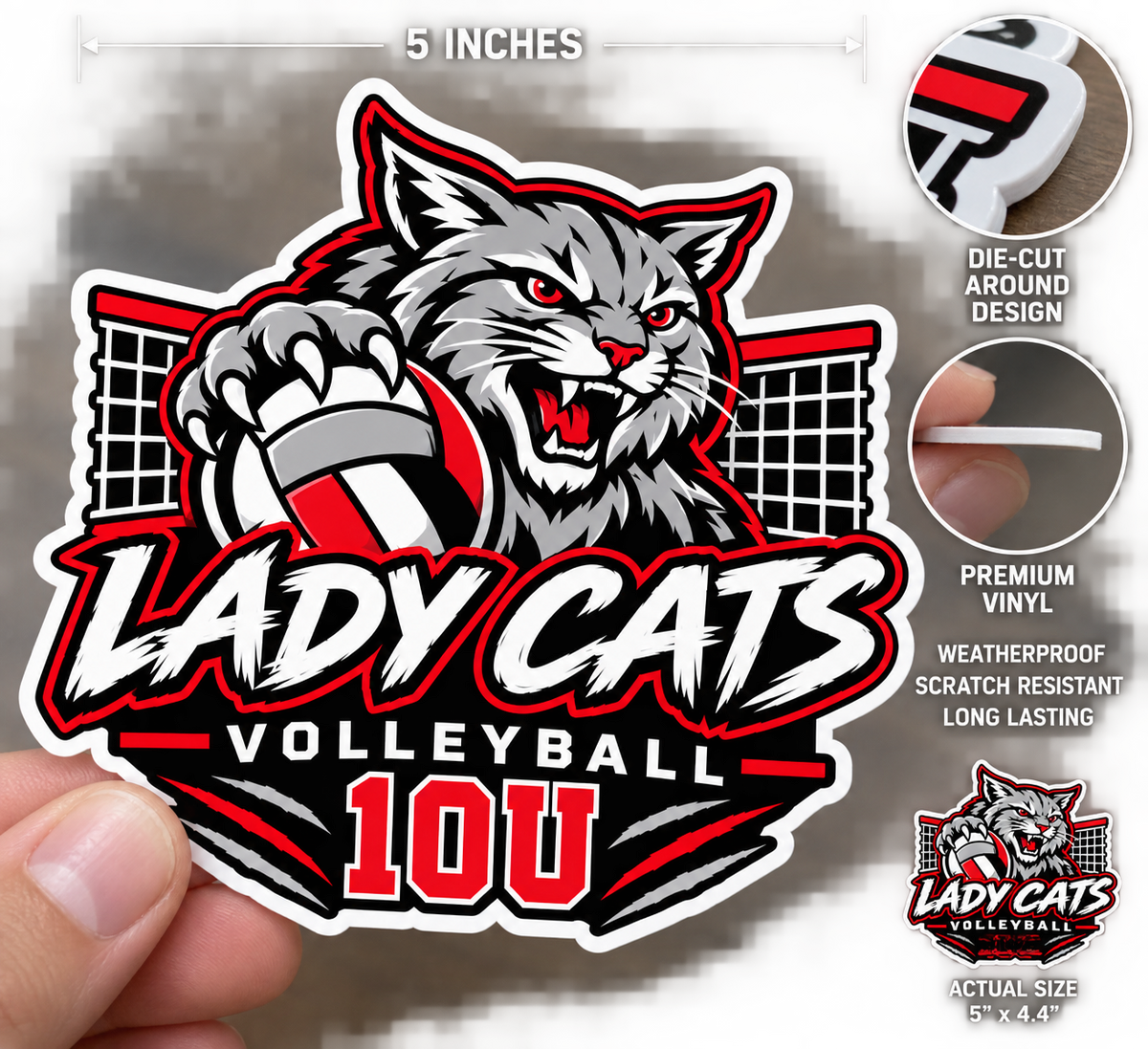 LADY CATS VOLLEYBALL 5 inch sticker