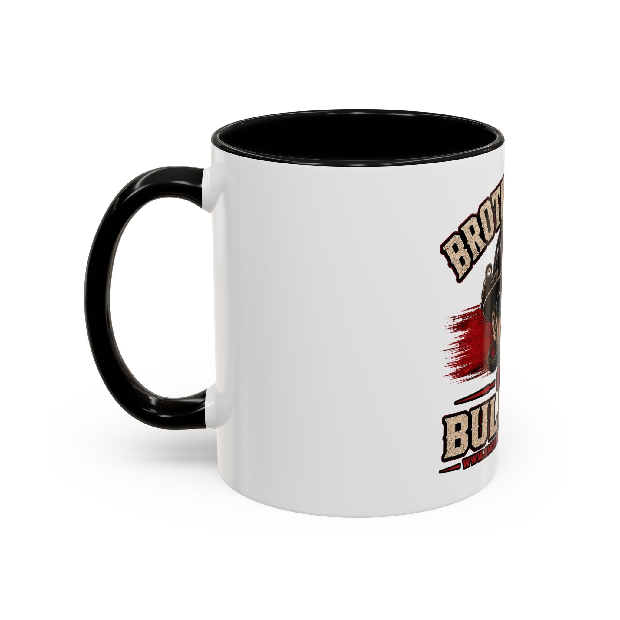 Brotherhood Over Bullshit Coffee Mug — Patriotic Firefighter Helmet Design