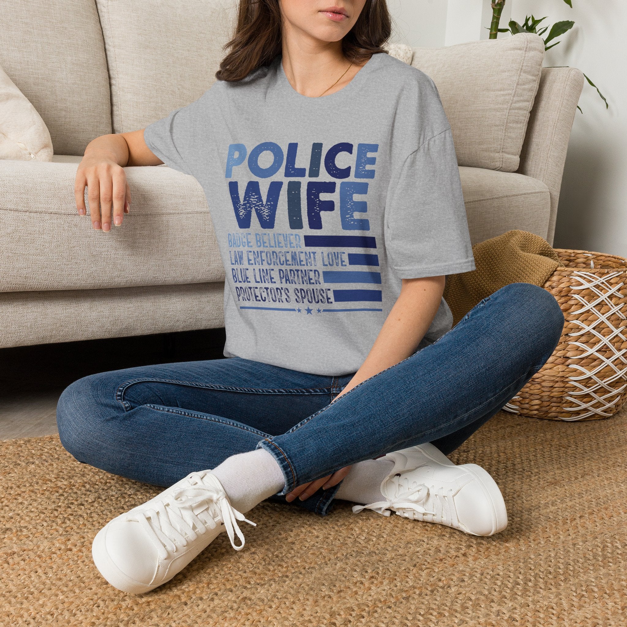 Police Wife T-Shirt — Supportive Thin Blue Line Tee for Law Enforcement Spouses