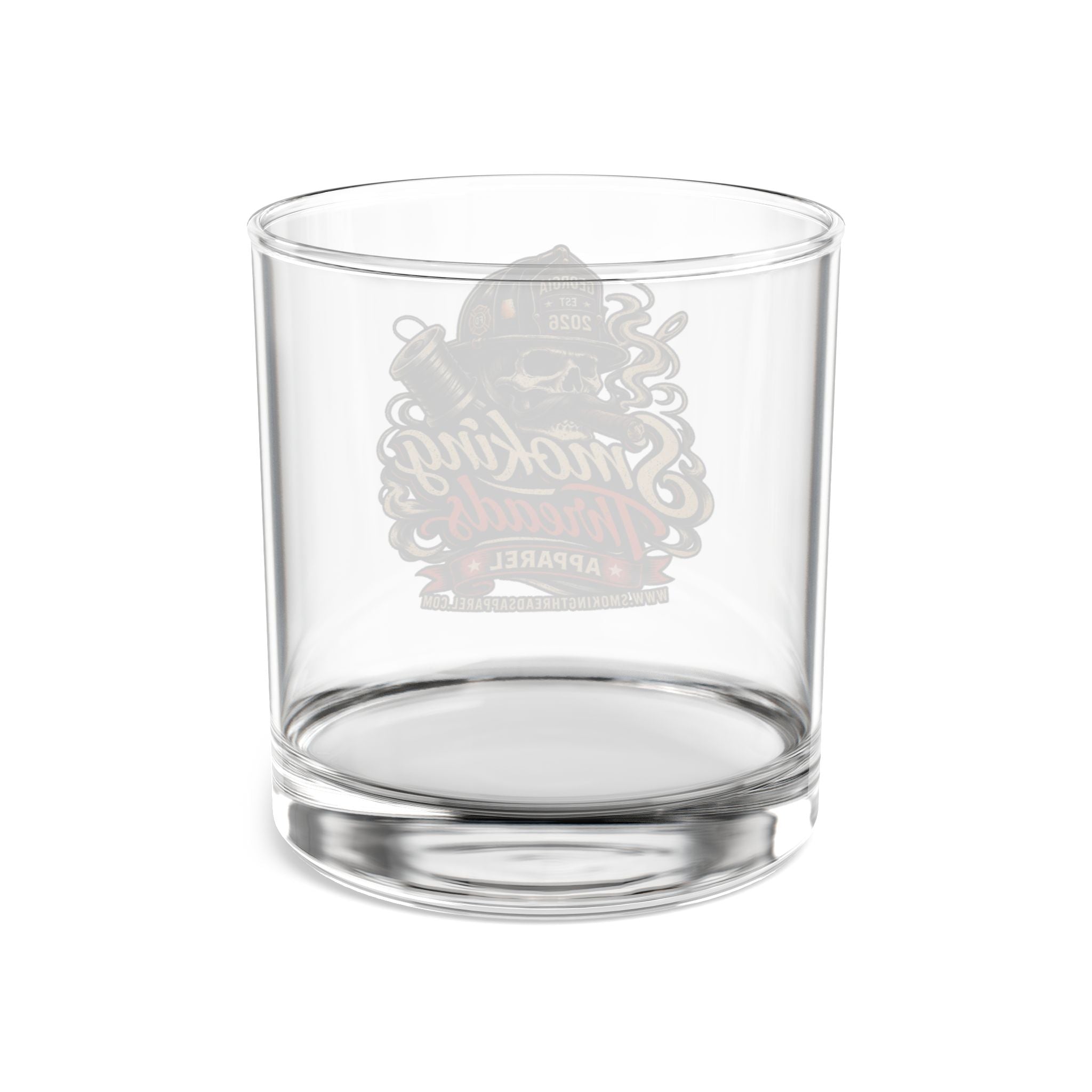 Smoking Threads Apparel Skull Logo Rocks Glass — 10 oz Whiskey Tumbler