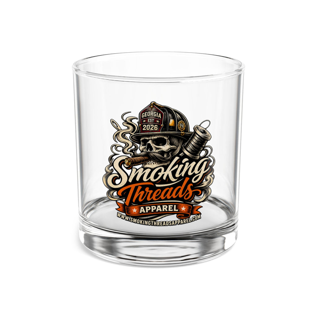 Smoking Threads Apparel Skull Logo Rocks Glass — 10 oz Whiskey Tumbler